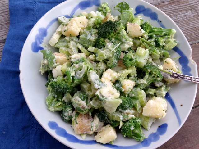 broccoli potato celery aioli salad