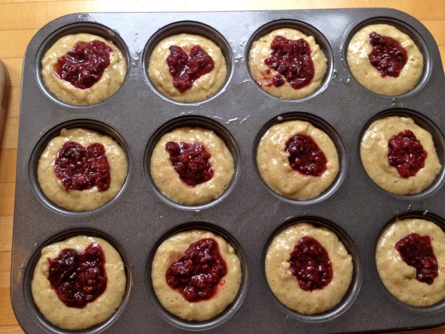 jam muffins ready to bake